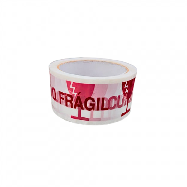 Fita adesiva acrílica branca cuidado frágil 48mm x 50mts