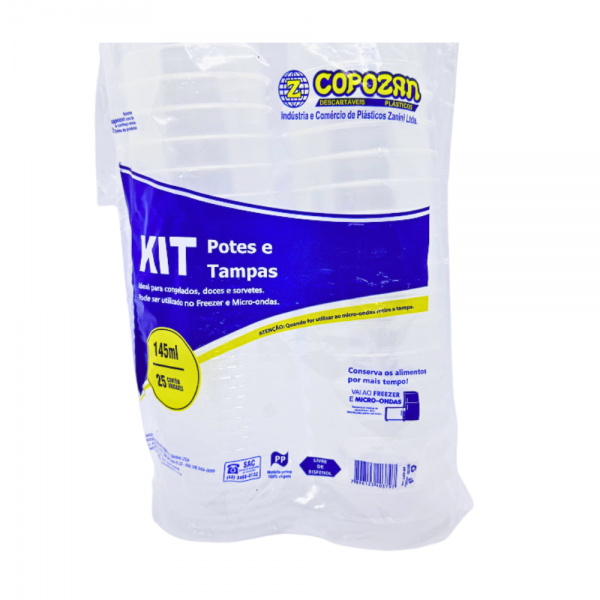 Pote plástico redondo freezer e microondas 145ml Copozan
