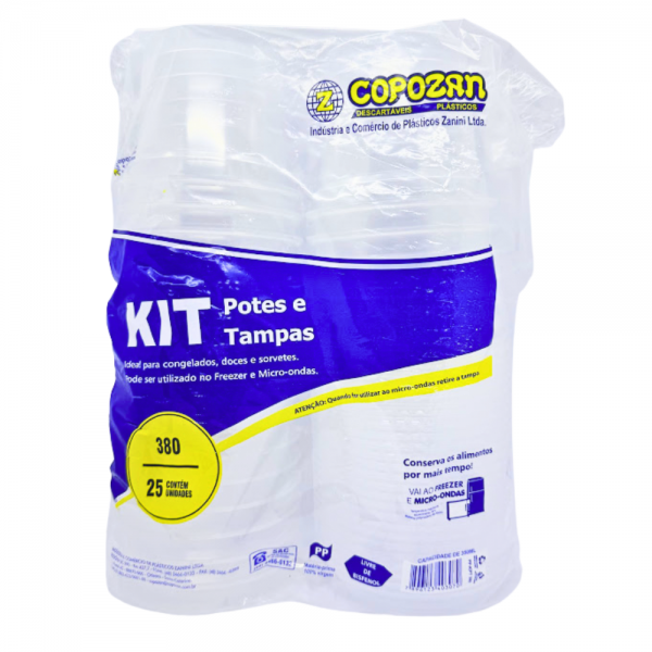 Pote plástico redondo freezer e microondas 380ml Copozan