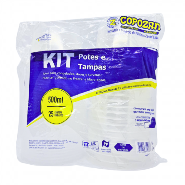 Pote plástico redondo freezer e microondas 500ml Copozan