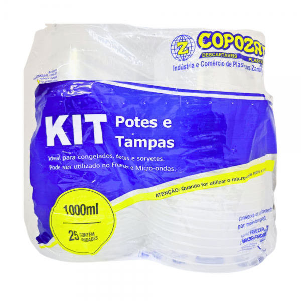 Pote plástico redondo freezer e microondas 1000ml Copozan
