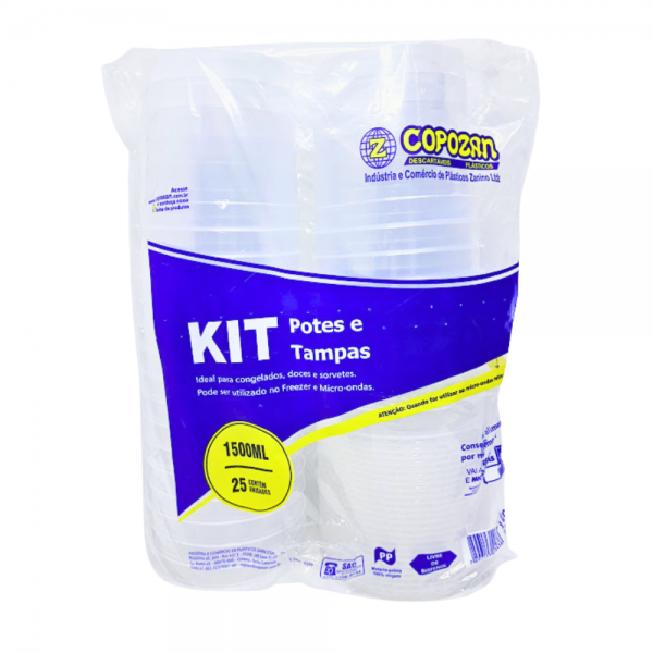 Pote plástico redondo freezer e microondas 1500ml Copozan