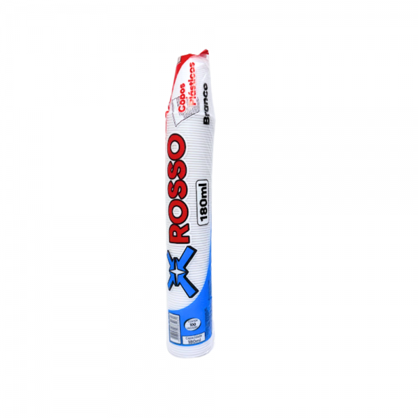 Copo plástico descartável PS 180ml branco Rosso