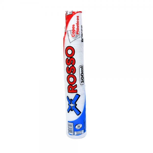 Copo plástico descartável PS 200ml branco Rosso