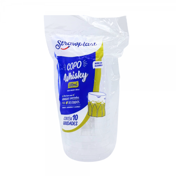 Copo plástico acrílico Whisky 300ml Strawplast