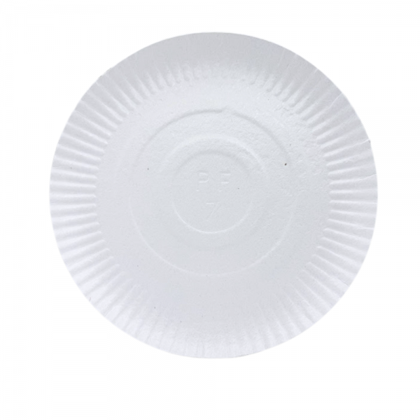 Prato de papelão plastificado branco N7 28cm