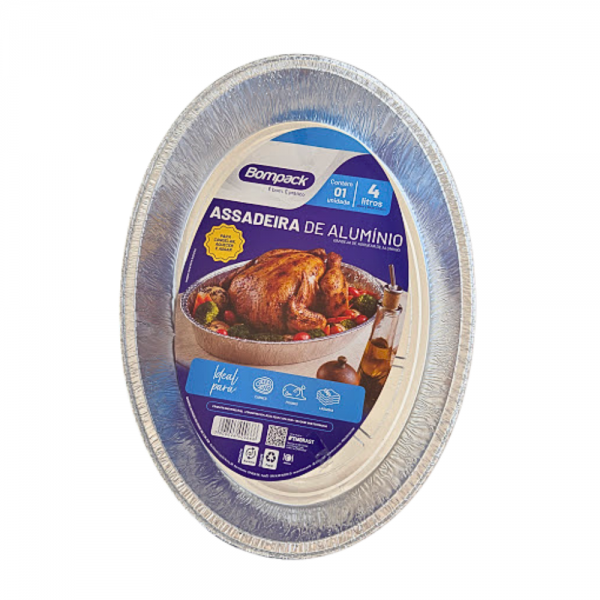 Assadeira de alumínio oval 4 litros