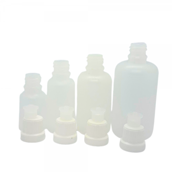 Frasco plástico translúcido com tampa lacre (Vários Tamanhos: 20ml a 100ml)