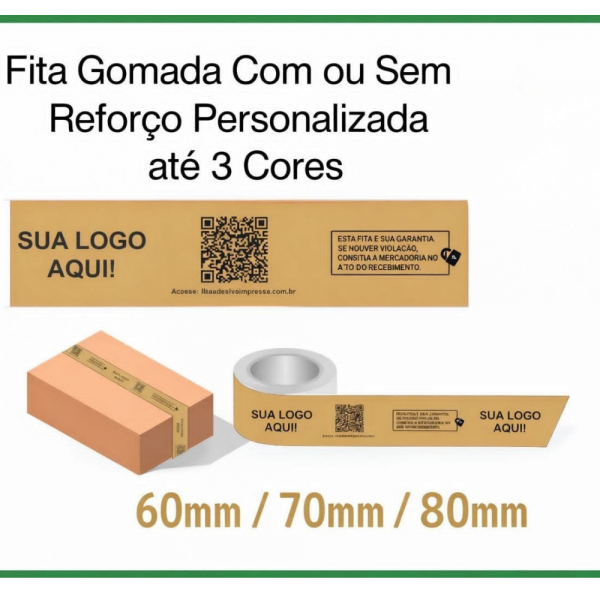 Fita gomada com reforço personalizada